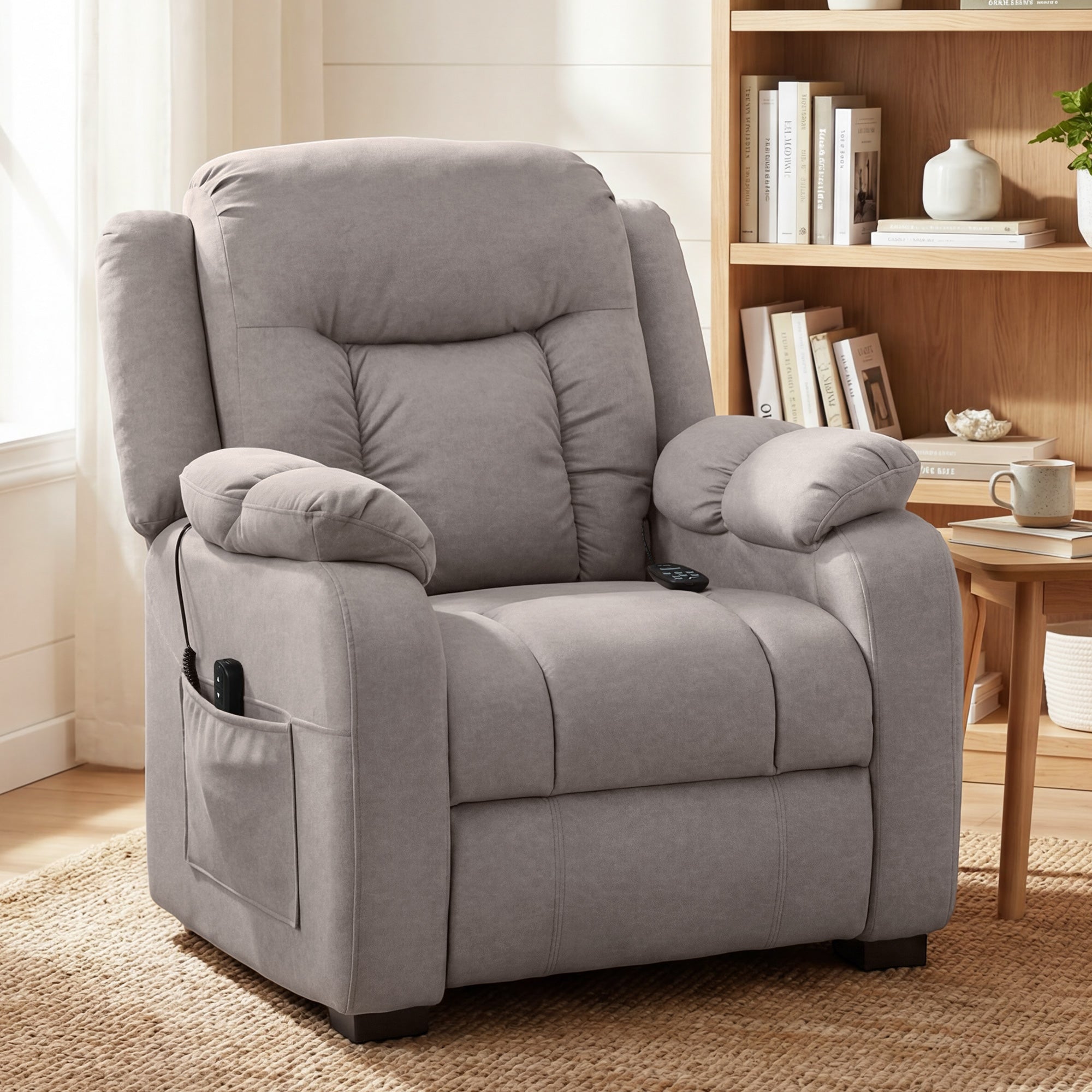 Massage Recliner Chair - Brown 8-Point-DECOROLALA