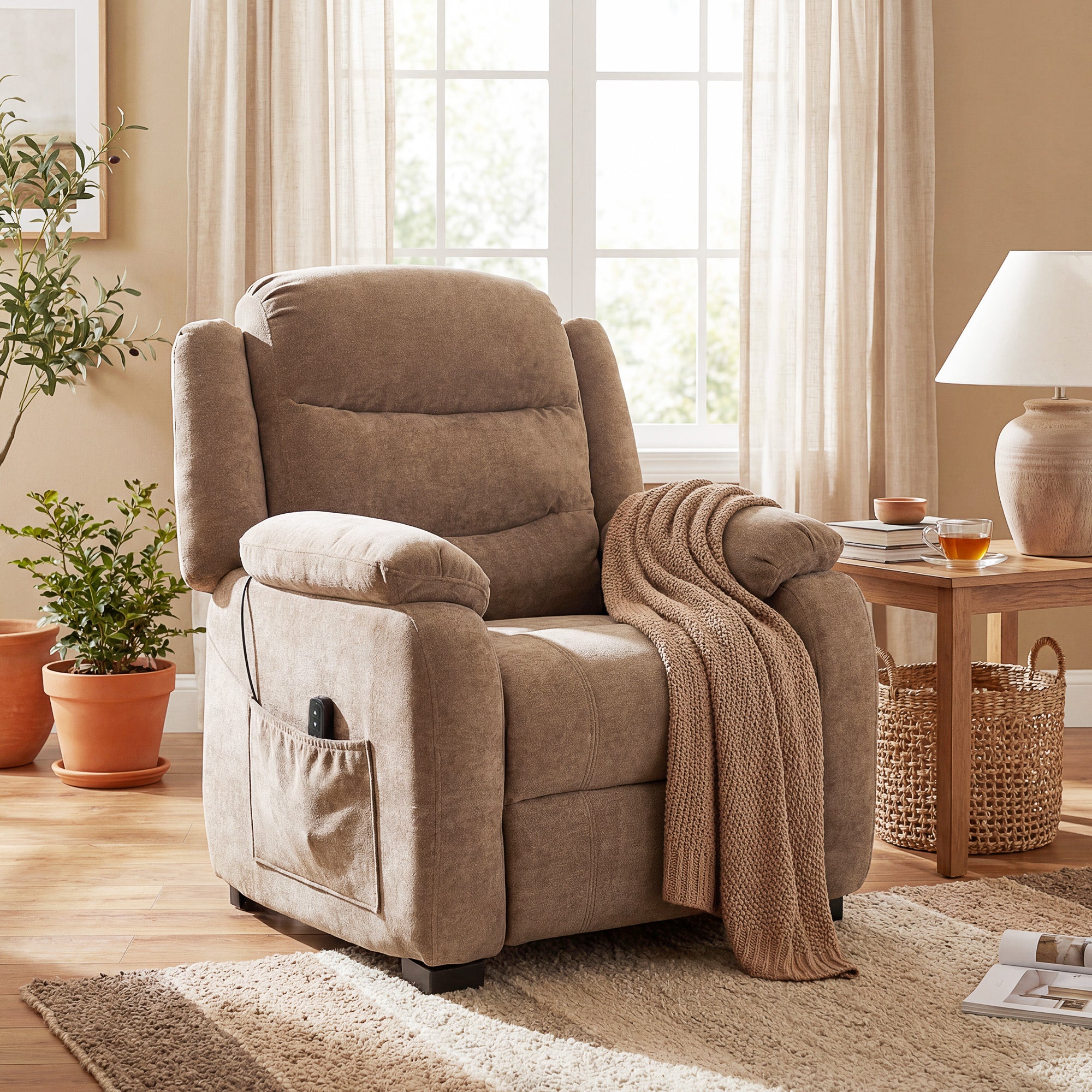 Massage Recliner Chair - Brown 8-Point-DECOROLALA