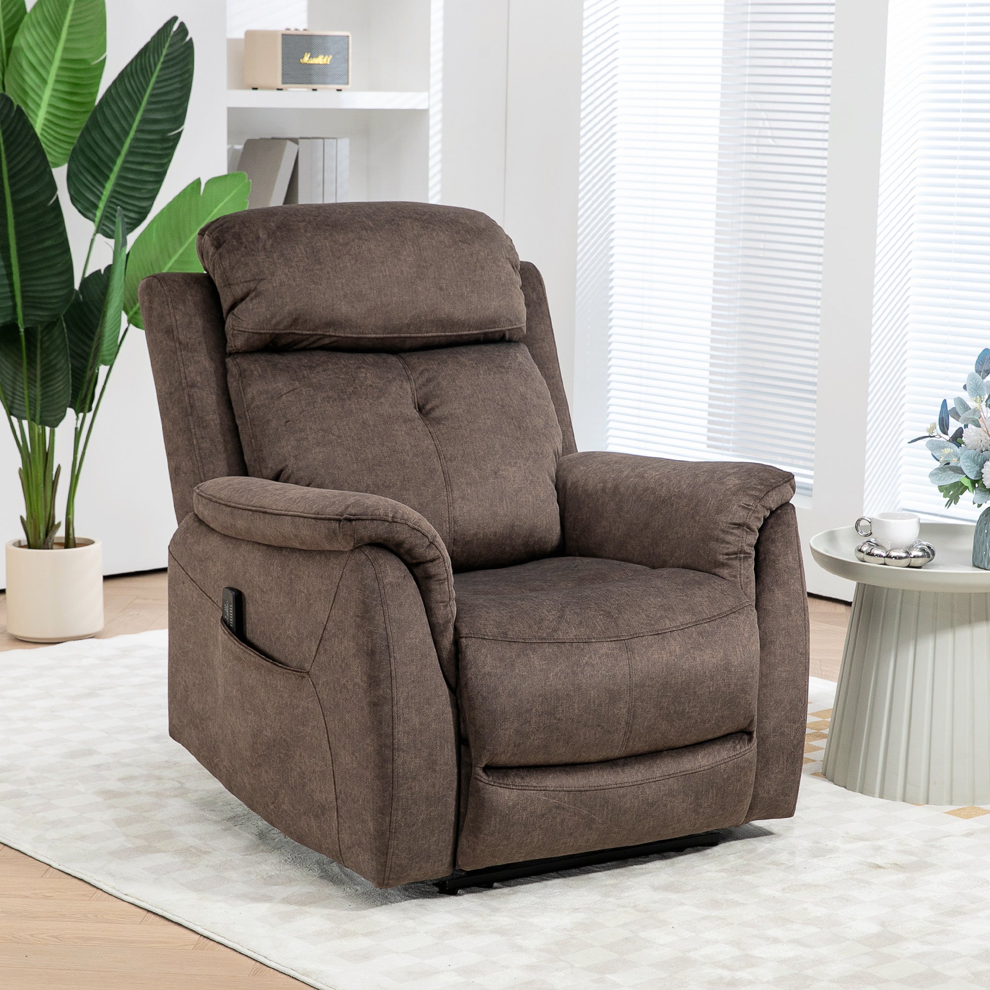 Massage Recliner Chair - Brown Vibration-DECOROLALA