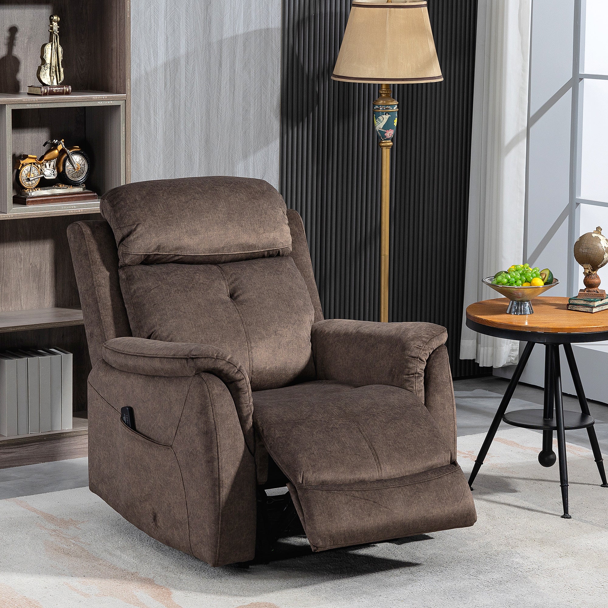 Massage Recliner Chair - Brown Vibration-DECOROLALA