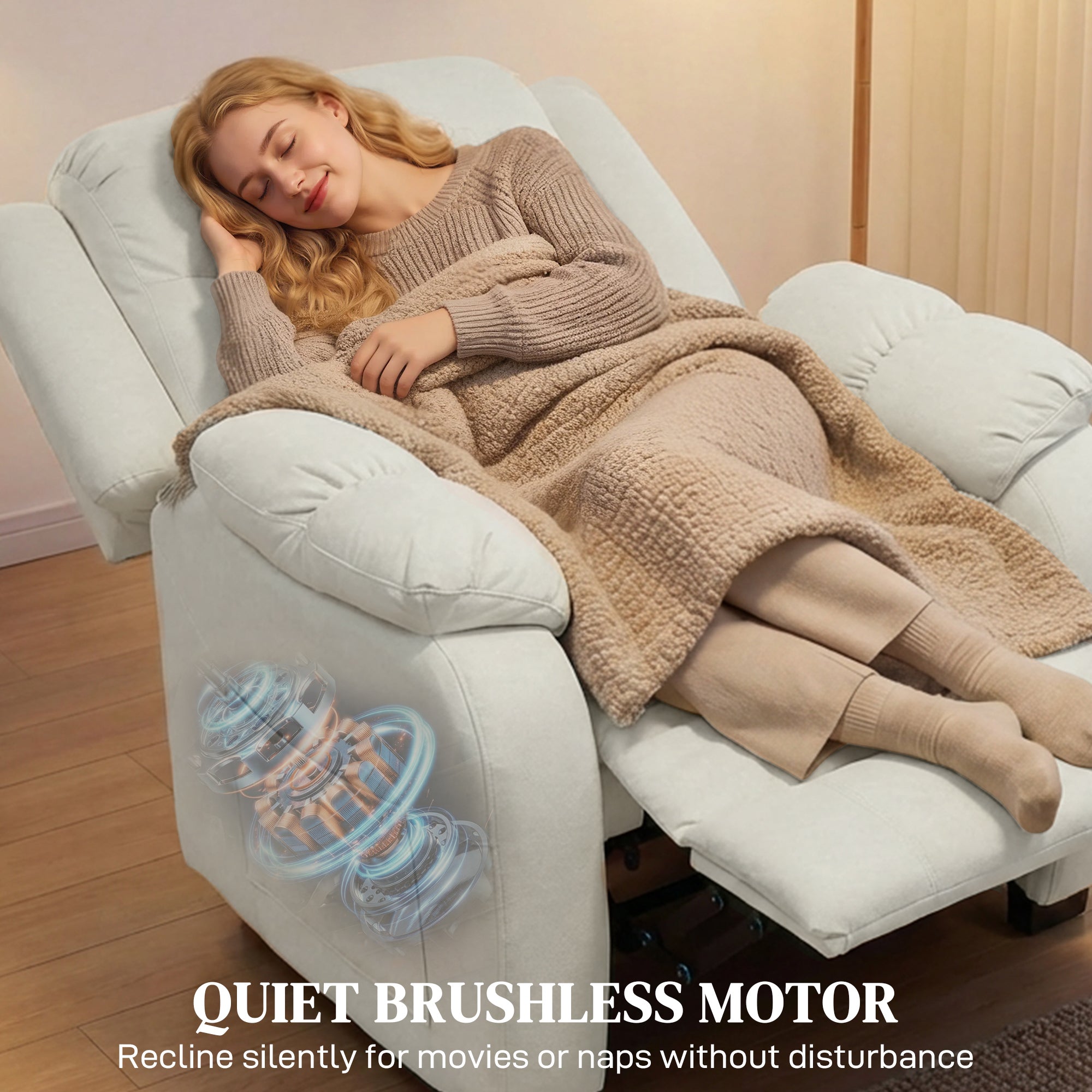 Massage Recliner Chair - Cream White 8-Point-DECOROLALA