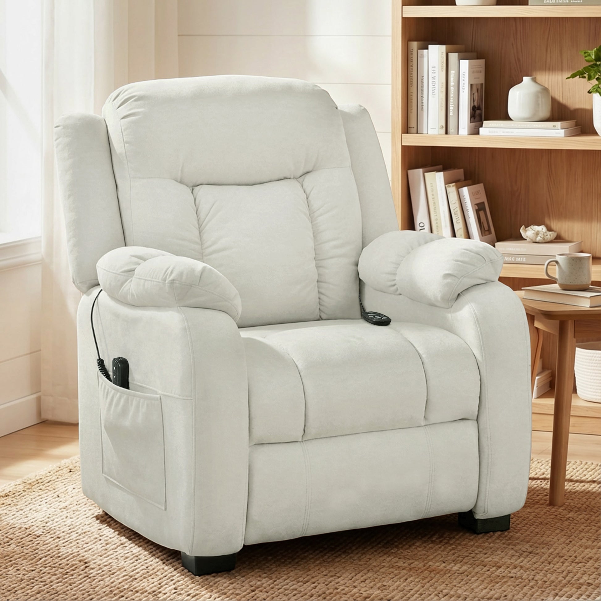 Massage Recliner Chair - Cream White 8-Point-DECOROLALA