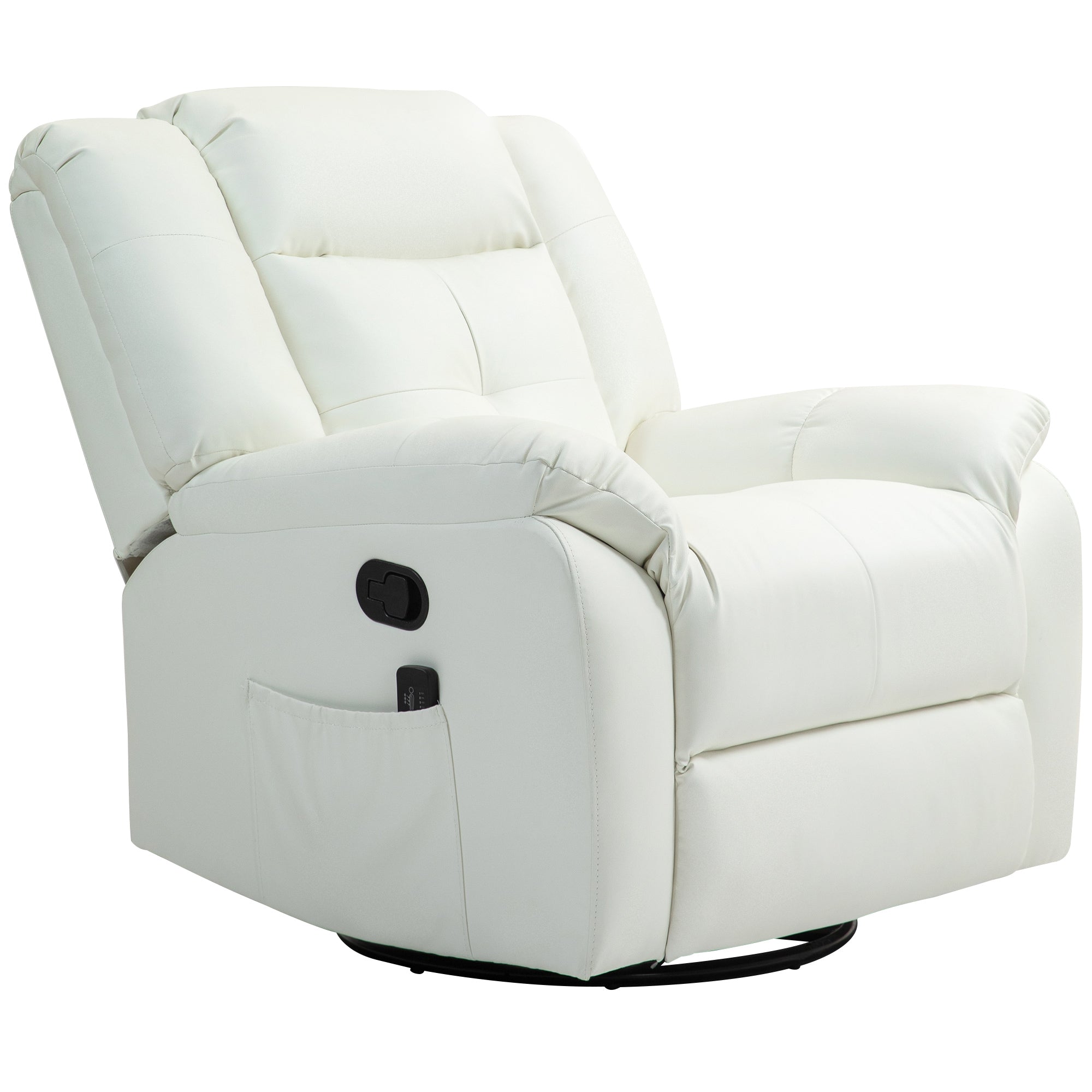 Massage Recliner Chair - Cream White, 8-Point, Swivel, Remote Control-DECOROLALA