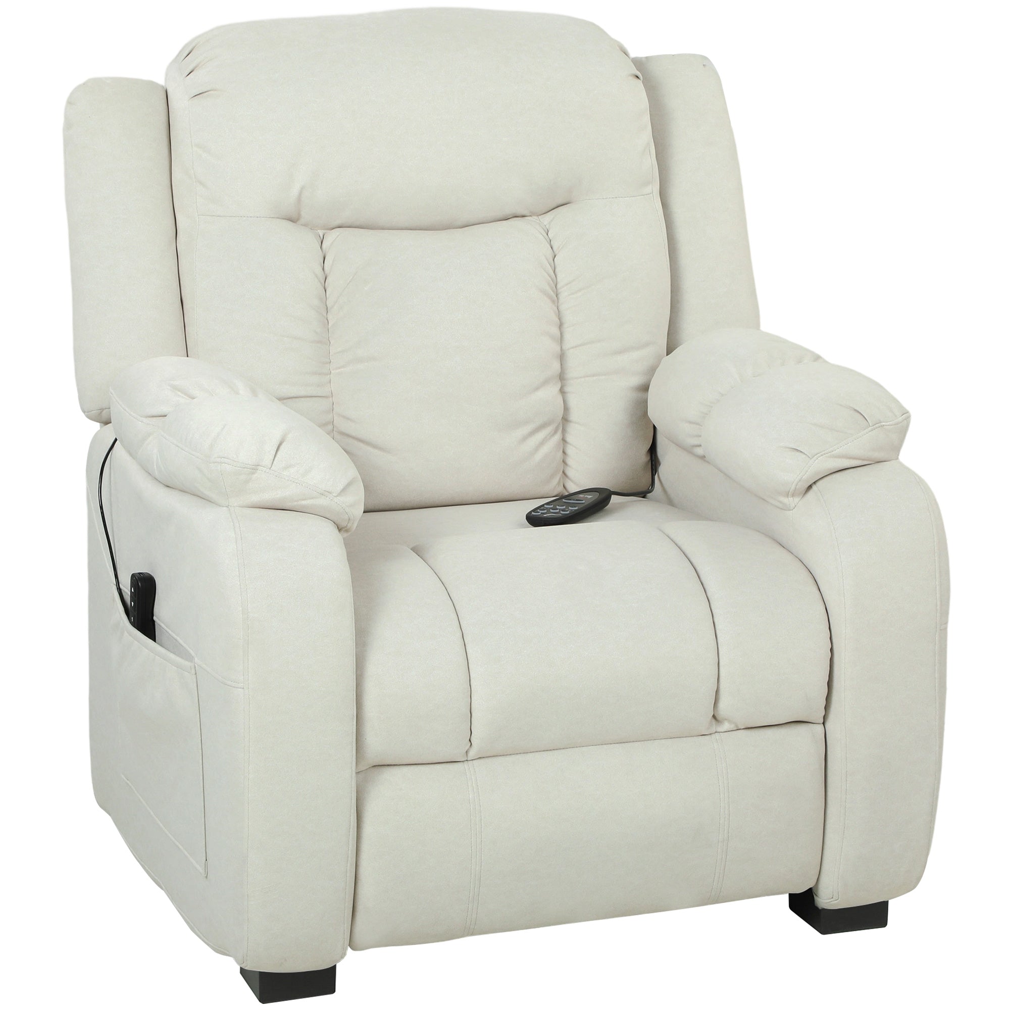 Massage Recliner Chair - Cream White 8-Point-DECOROLALA