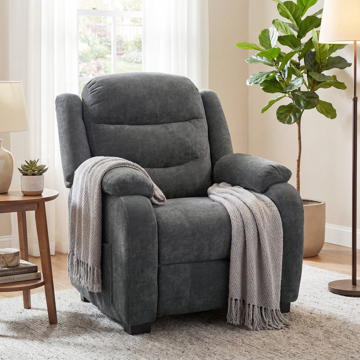 Massage Recliner Chair - Dark Grey Power Recline-DECOROLALA