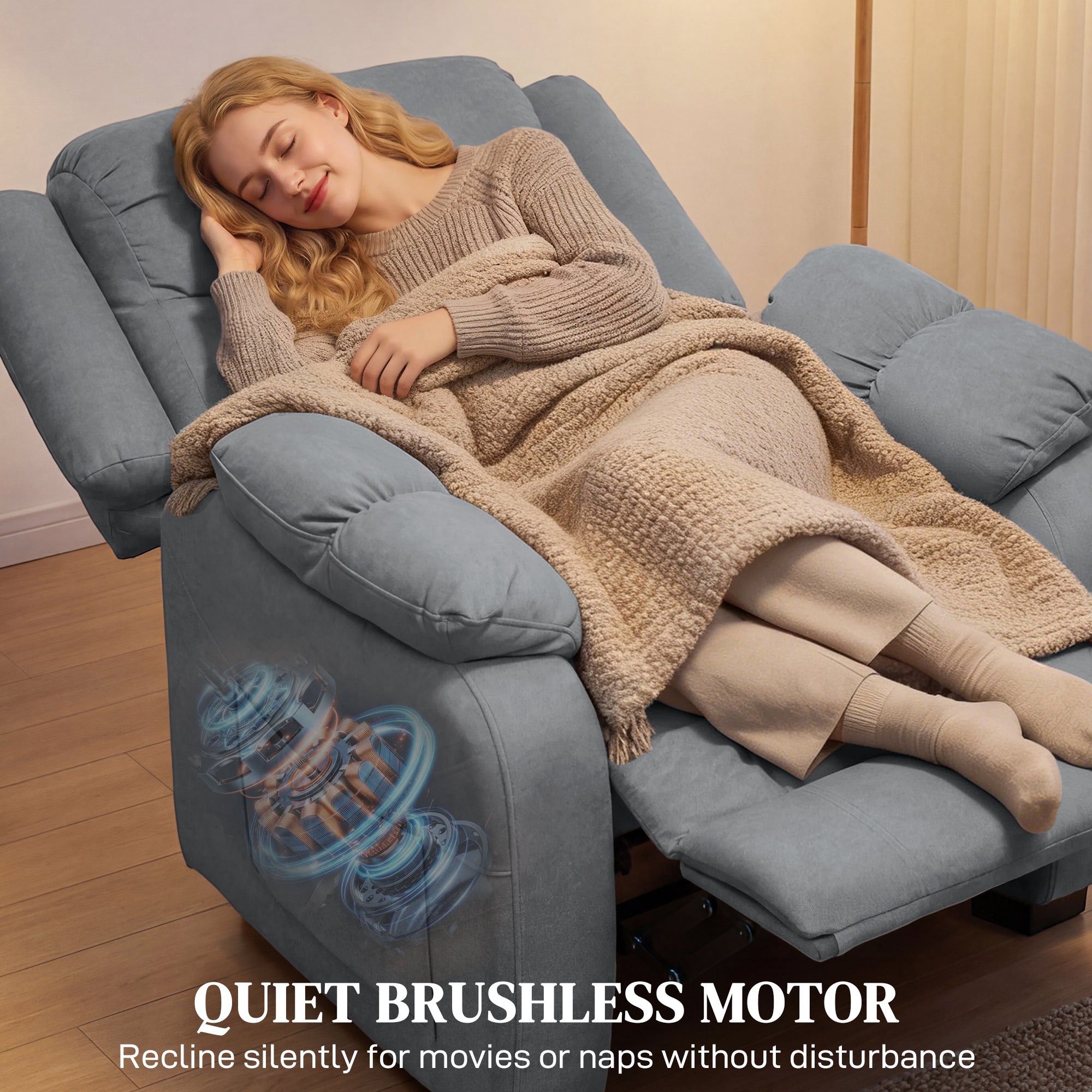 Massage Recliner Chair Grey - 8-Point Massage-DECOROLALA