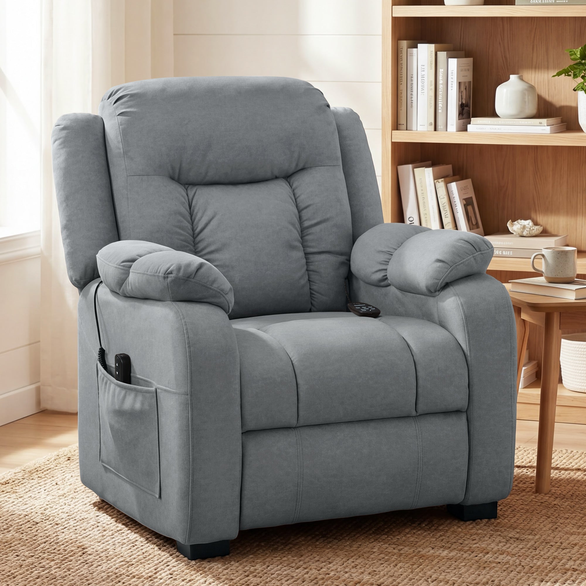 Massage Recliner Chair Grey - 8-Point Massage-DECOROLALA