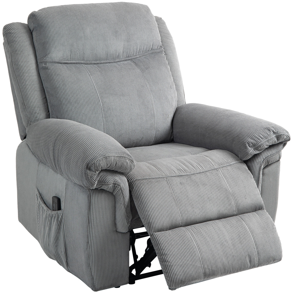 Massage Recliner Chair Grey Corduroy-Recliners-DECOROLALA