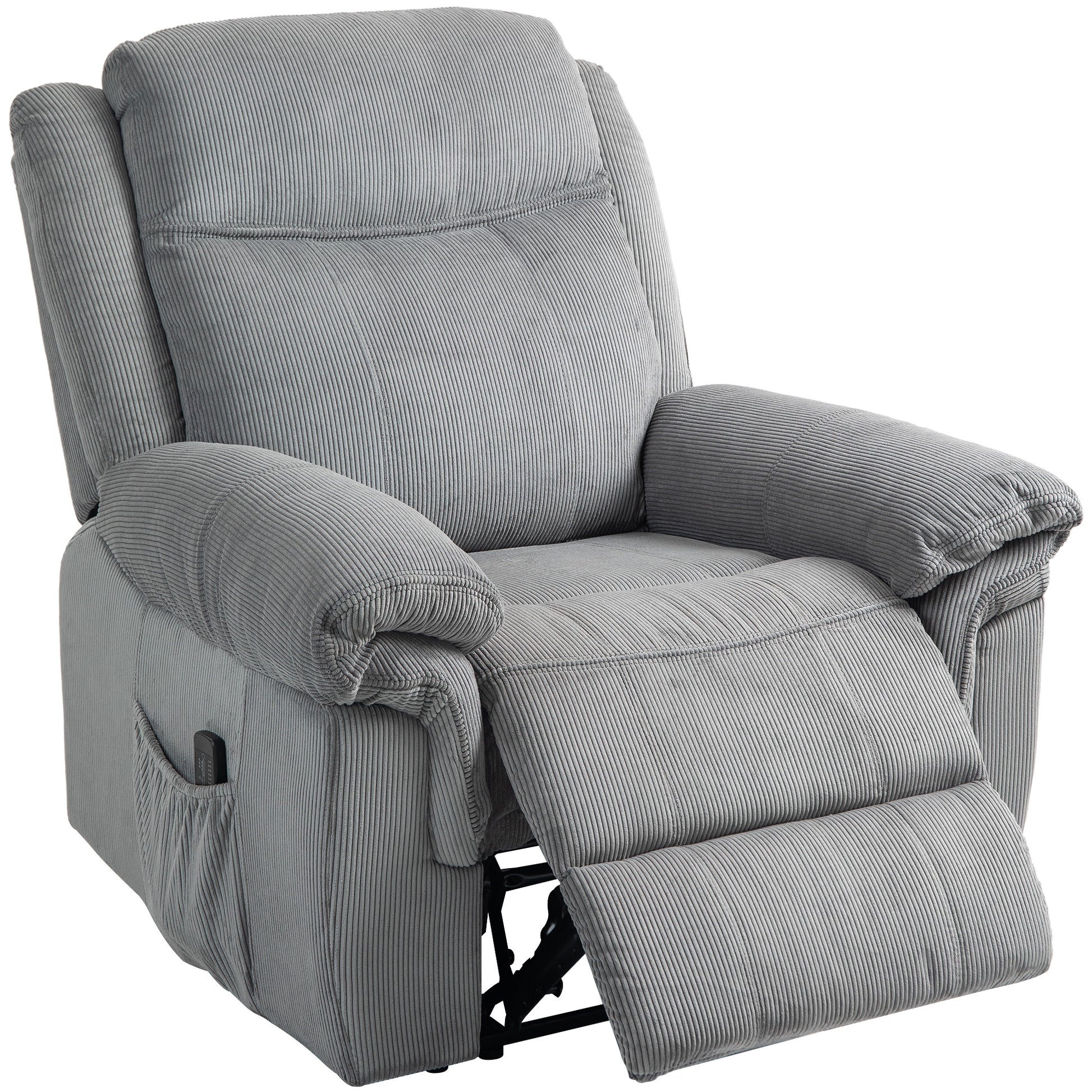 Massage Recliner Chair Grey Corduroy-DECOROLALA