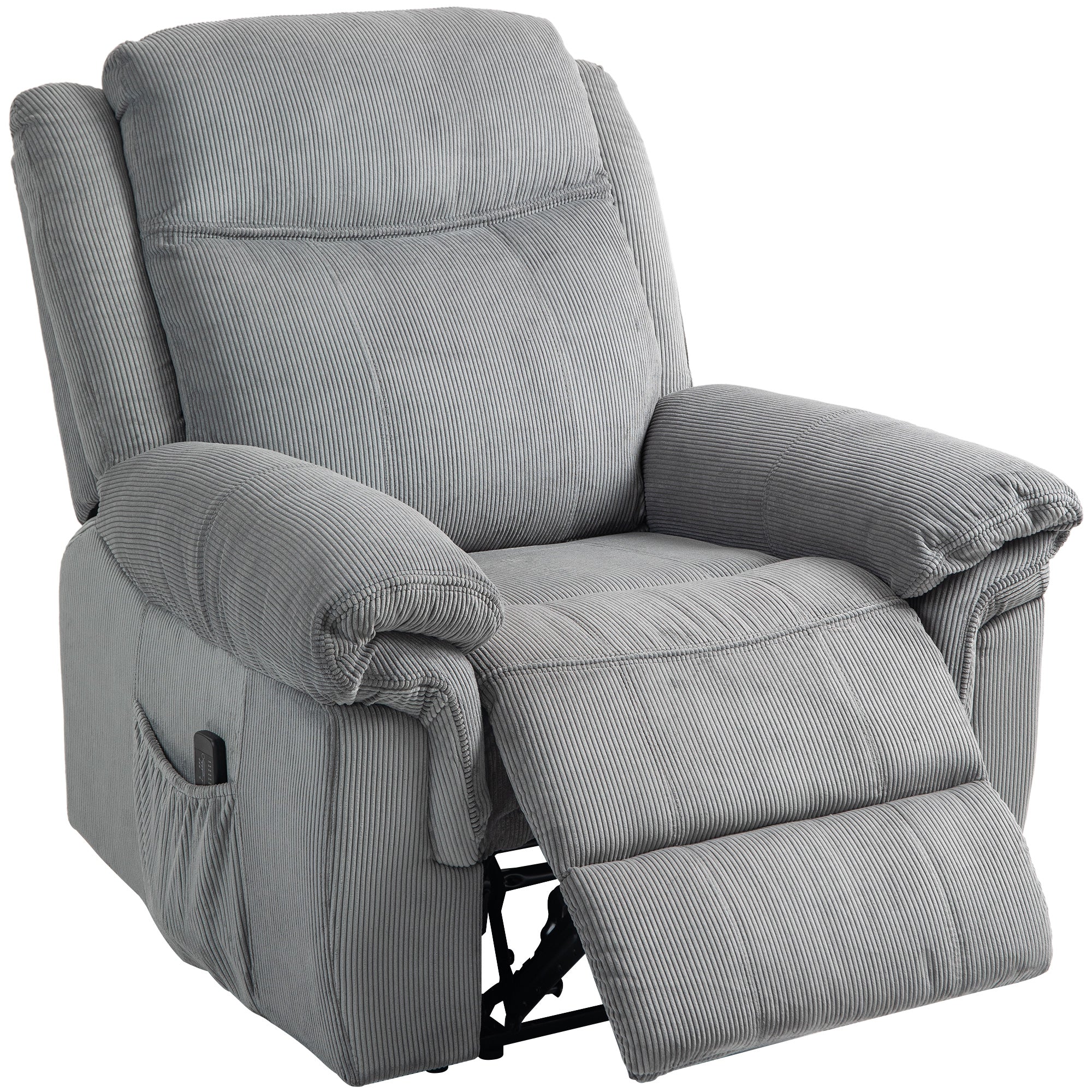 Massage Recliner Chair Grey Corduroy-DECOROLALA