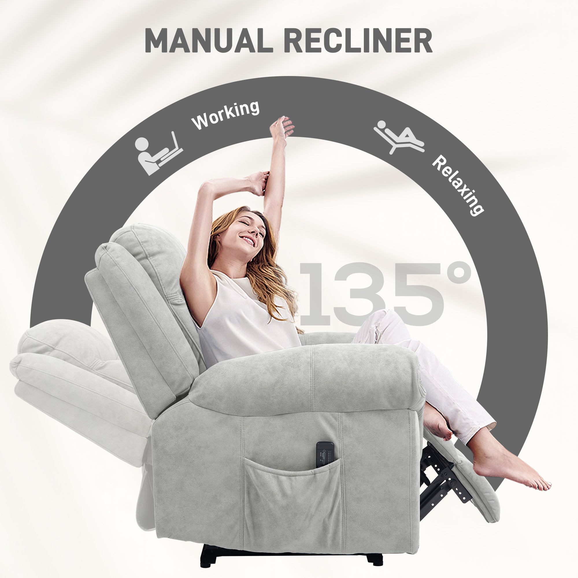 Massage Recliner Chair - Grey Microfiber-DECOROLALA