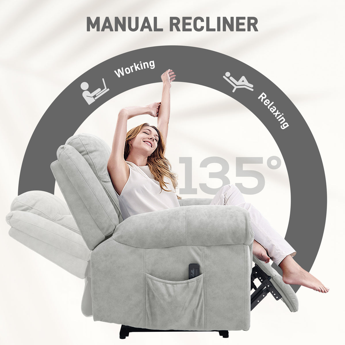Massage Recliner Chair - Grey Microfiber-DECOROLALA