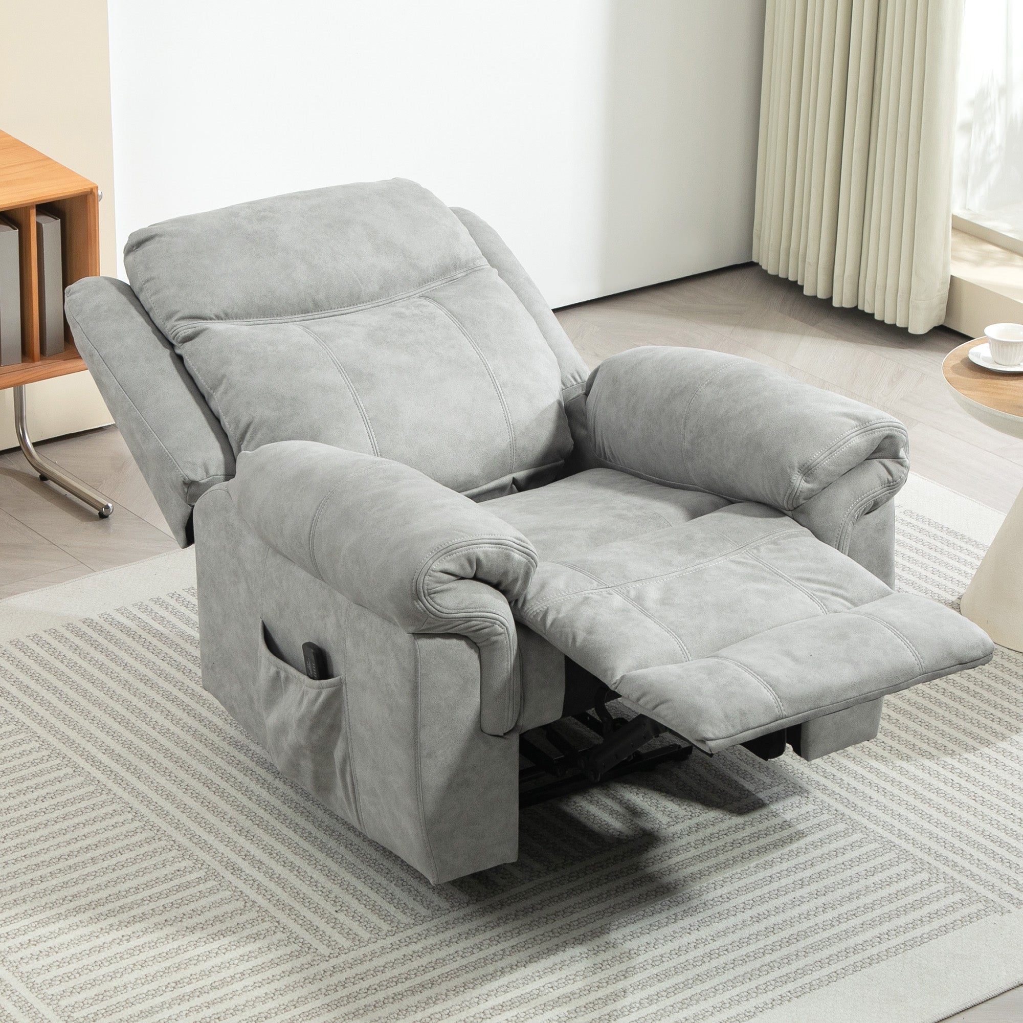 Massage Recliner Chair - Grey Microfiber-DECOROLALA