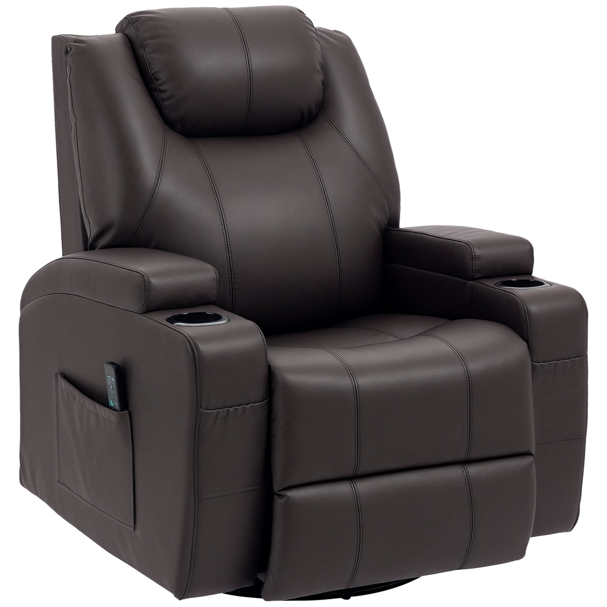 Massage Recliner Chair with 8 Vibration Points, PU Leather, Brown-DECOROLALA