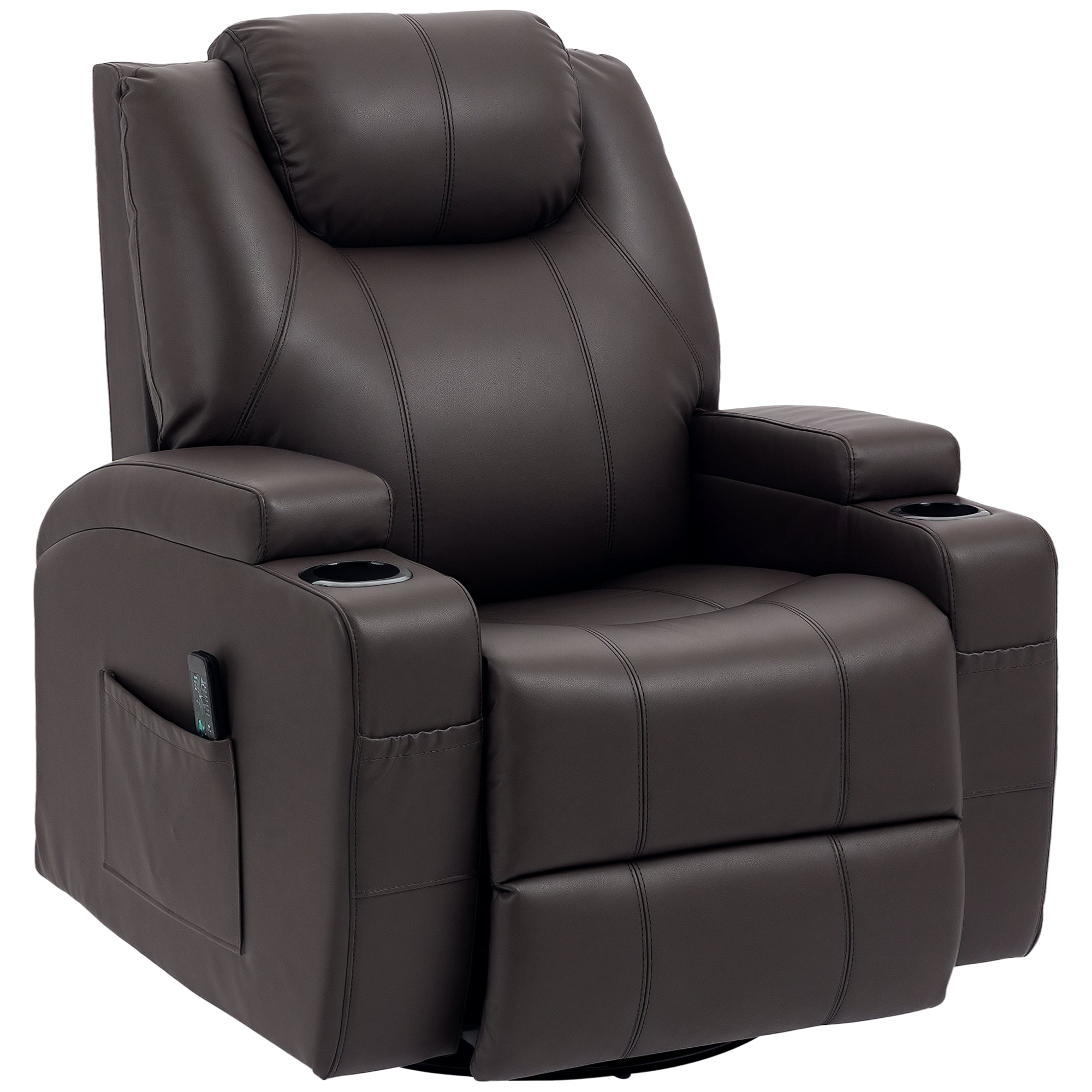 Massage Recliner Chair with 8 Vibration Points, PU Leather, Brown-DECOROLALA