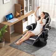 Massage Video Gaming Recliner Chair with Adjustable Height-Gray-Gaming Chairs-DECOROLALA