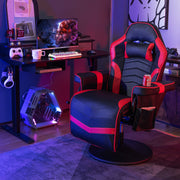Massage Video Gaming Recliner Chair with Adjustable Height-Red-Gaming Chairs-DECOROLALA