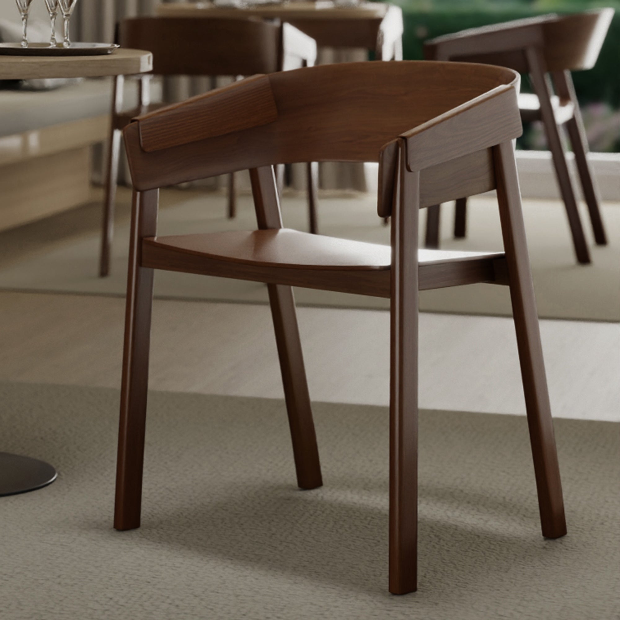Mateo Dining Chair - Walnut Oak Veneer Mid-Century Modern-DECOROLALA