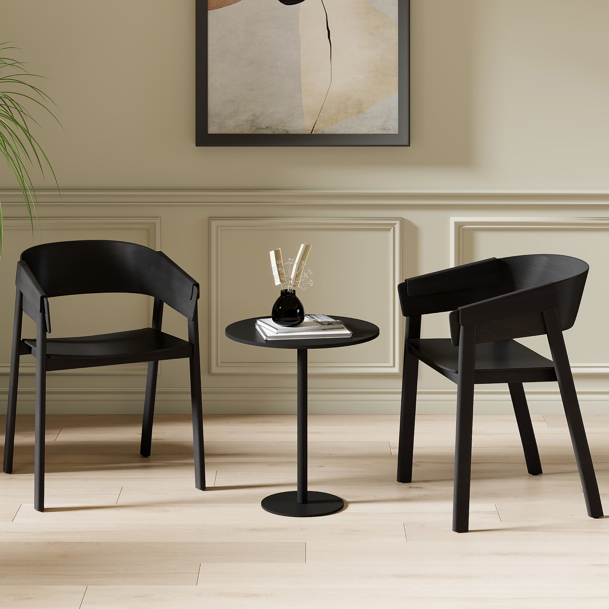 Mateo Mid-Century Modern Dining Chair - Black Solid Oak-DECOROLALA