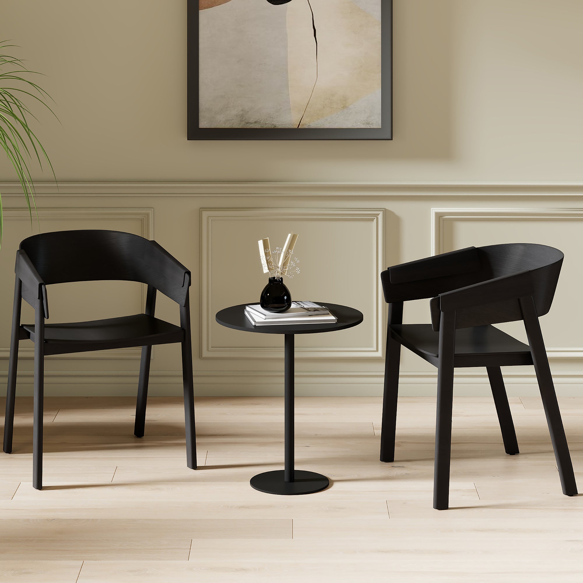 Mateo Mid-Century Modern Dining Chair - Black Solid Oak-DECOROLALA