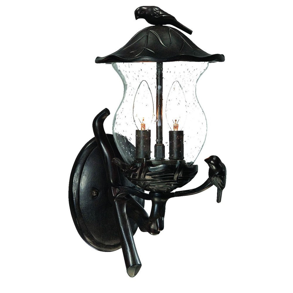 Matte Black Bird Detail Lantern Wall Light-Outdoor Lighting-DECOROLALA