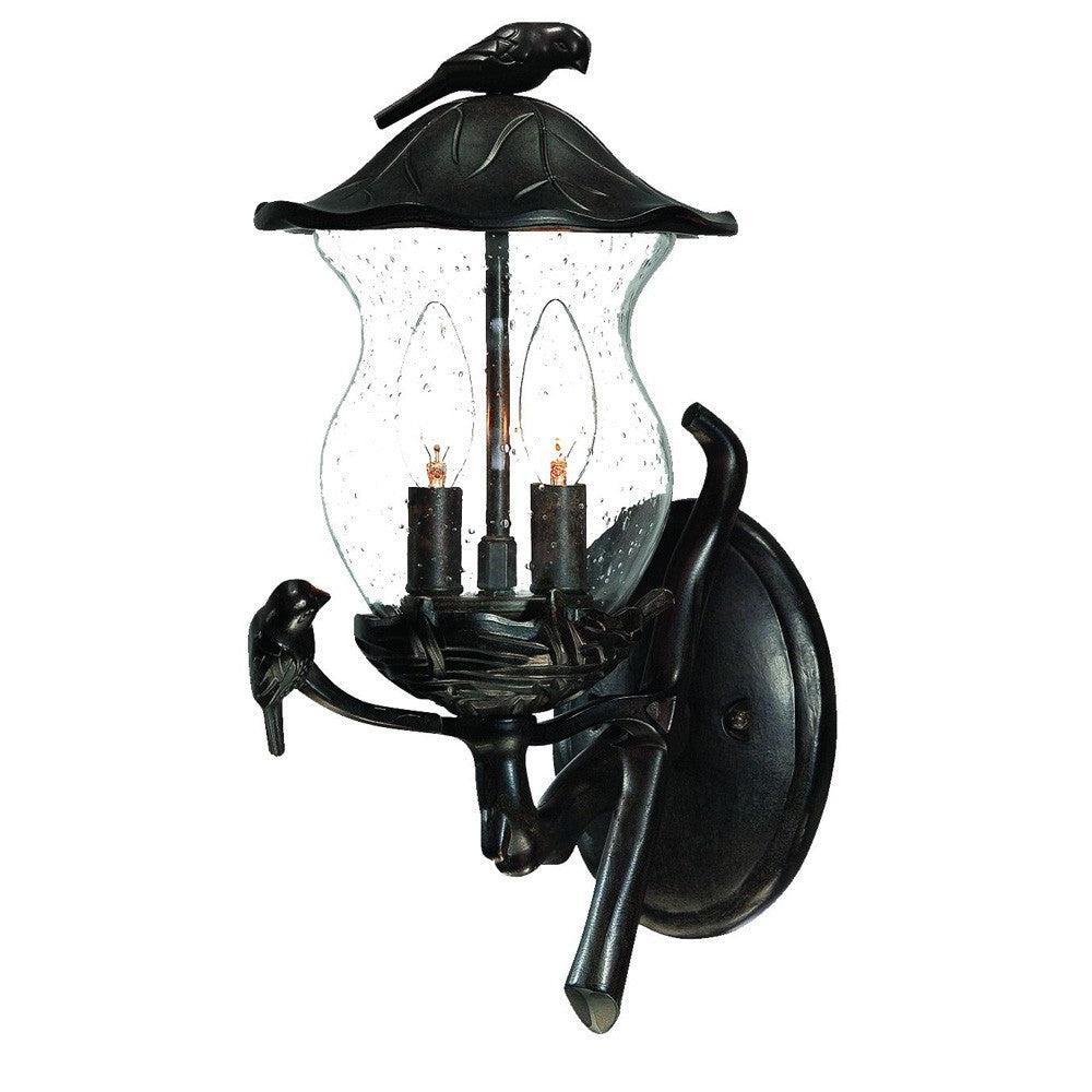 Matte Black Bird Detail Lantern Wall Light-Outdoor Lighting-DECOROLALA