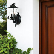 Matte Black Bird Detail Lantern Wall Light-Outdoor Lighting-DECOROLALA