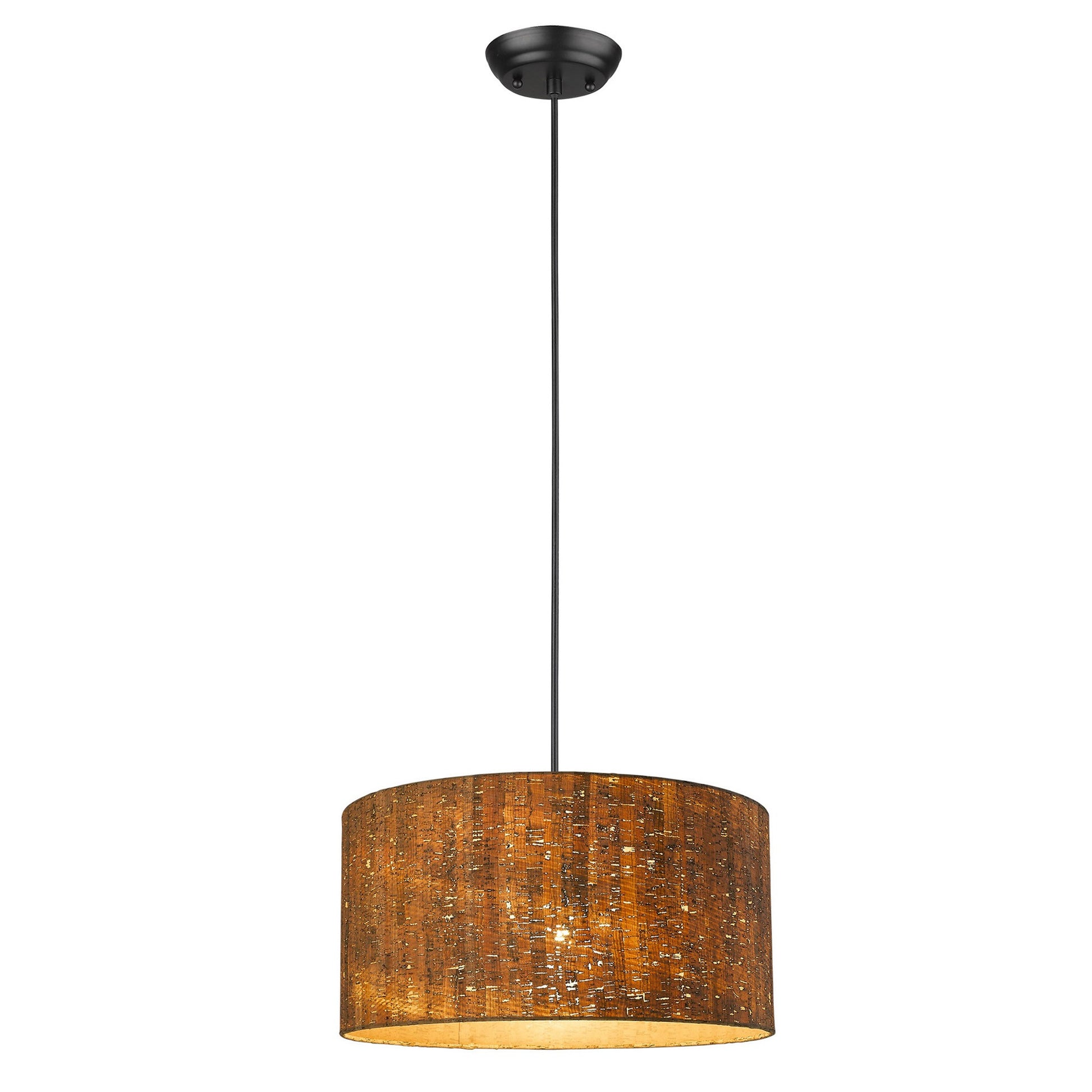 Matte Black Cork Shade Modern One Light Hanging Pendent Lamp-Chandeliers-DECOROLALA