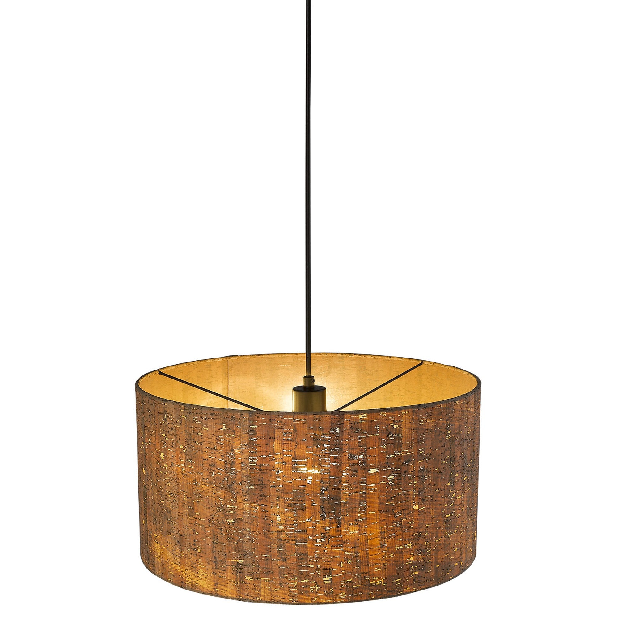 Matte Black Cork Shade Modern One Light Hanging Pendent Lamp-Chandeliers-DECOROLALA