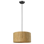 Matte Black Cork Shade Modern One Light Hanging Pendent Lamp-Chandeliers-DECOROLALA