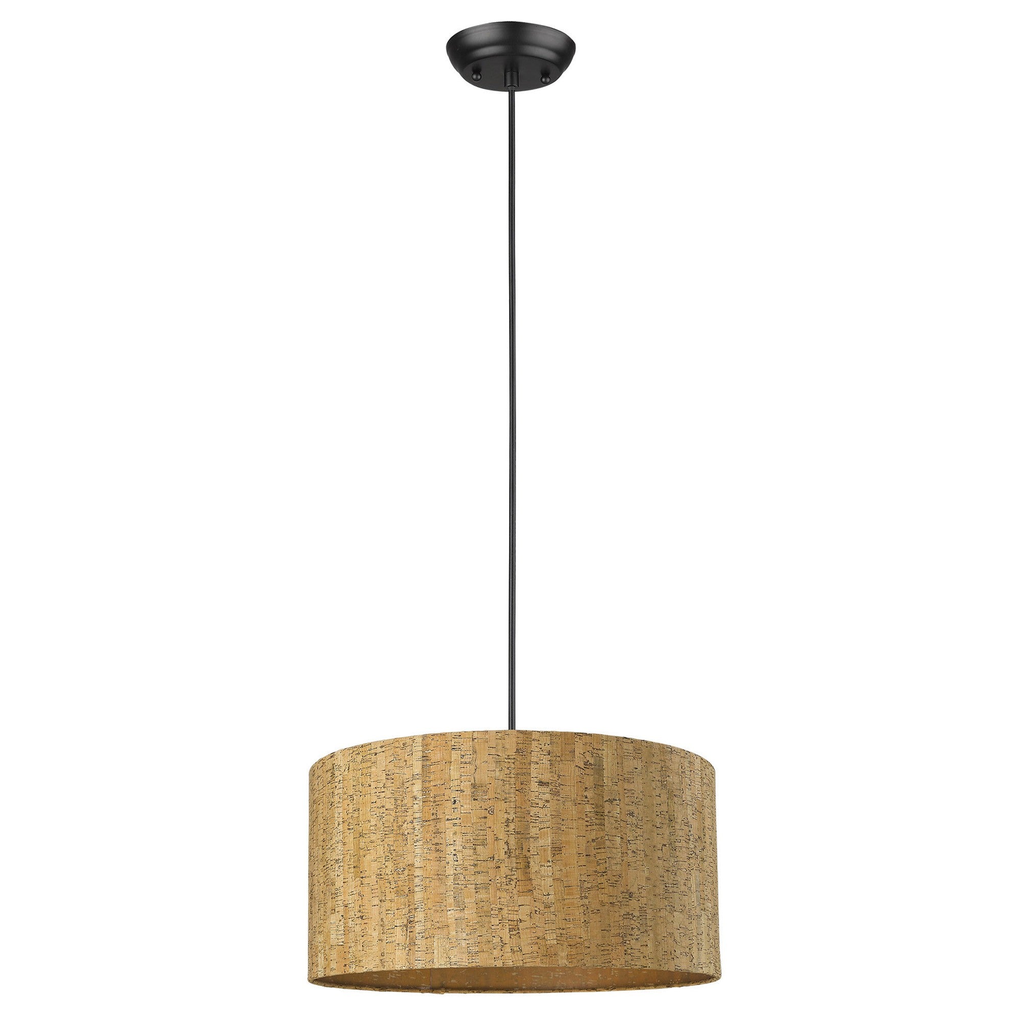 Matte Black Cork Shade Modern One Light Hanging Pendent Lamp-Chandeliers-DECOROLALA