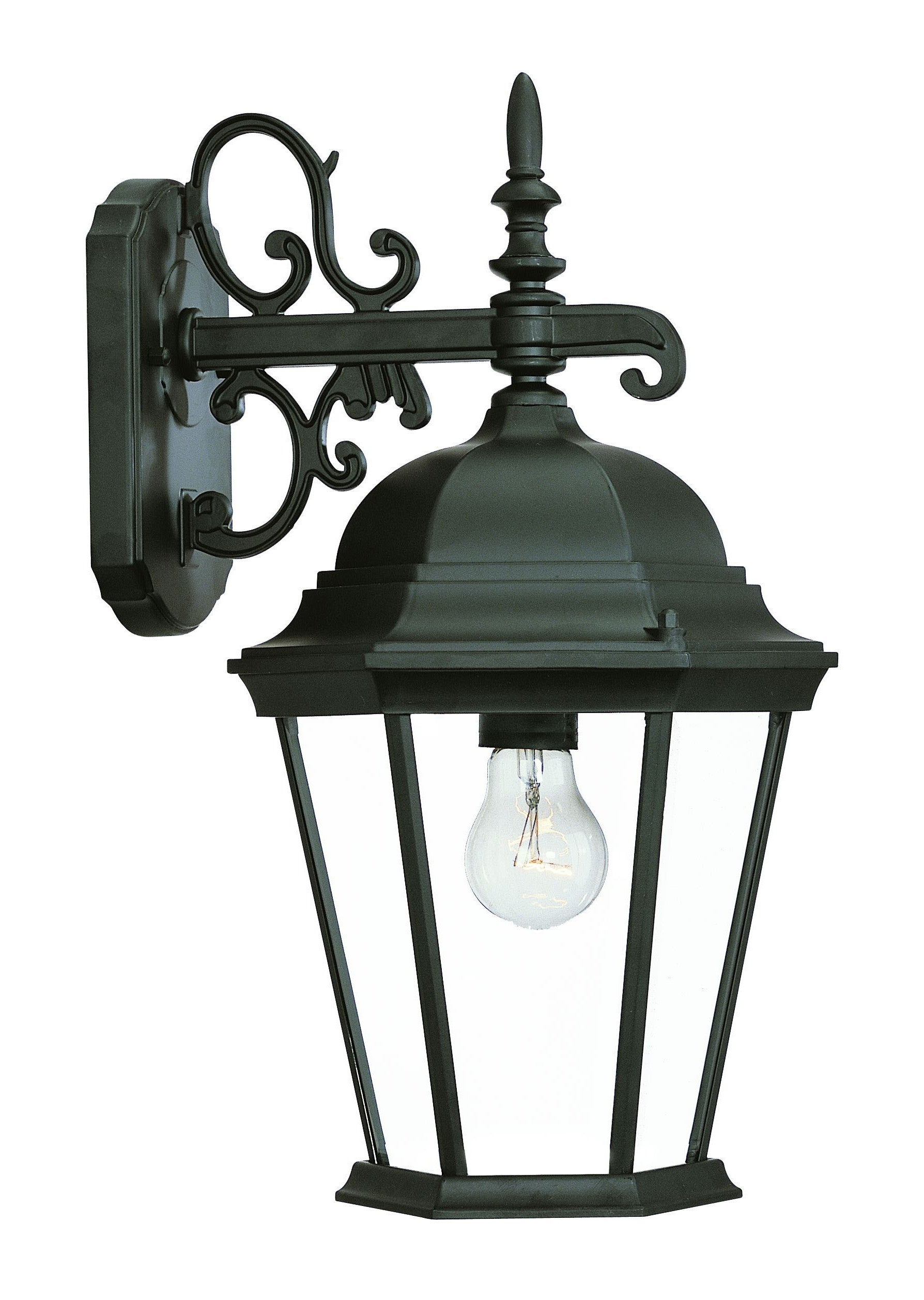 Matte Black Domed Glass Hanging Lantern Wall Light-Outdoor Lighting-DECOROLALA