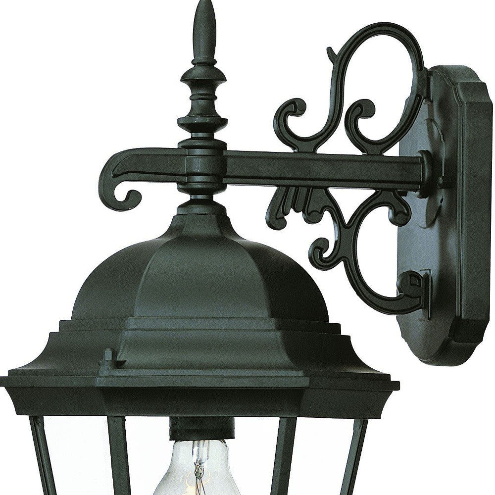Matte Black Domed Glass Hanging Lantern Wall Light-Outdoor Lighting-DECOROLALA