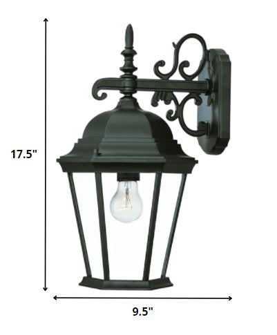 Matte Black Domed Glass Hanging Lantern Wall Light-Outdoor Lighting-DECOROLALA