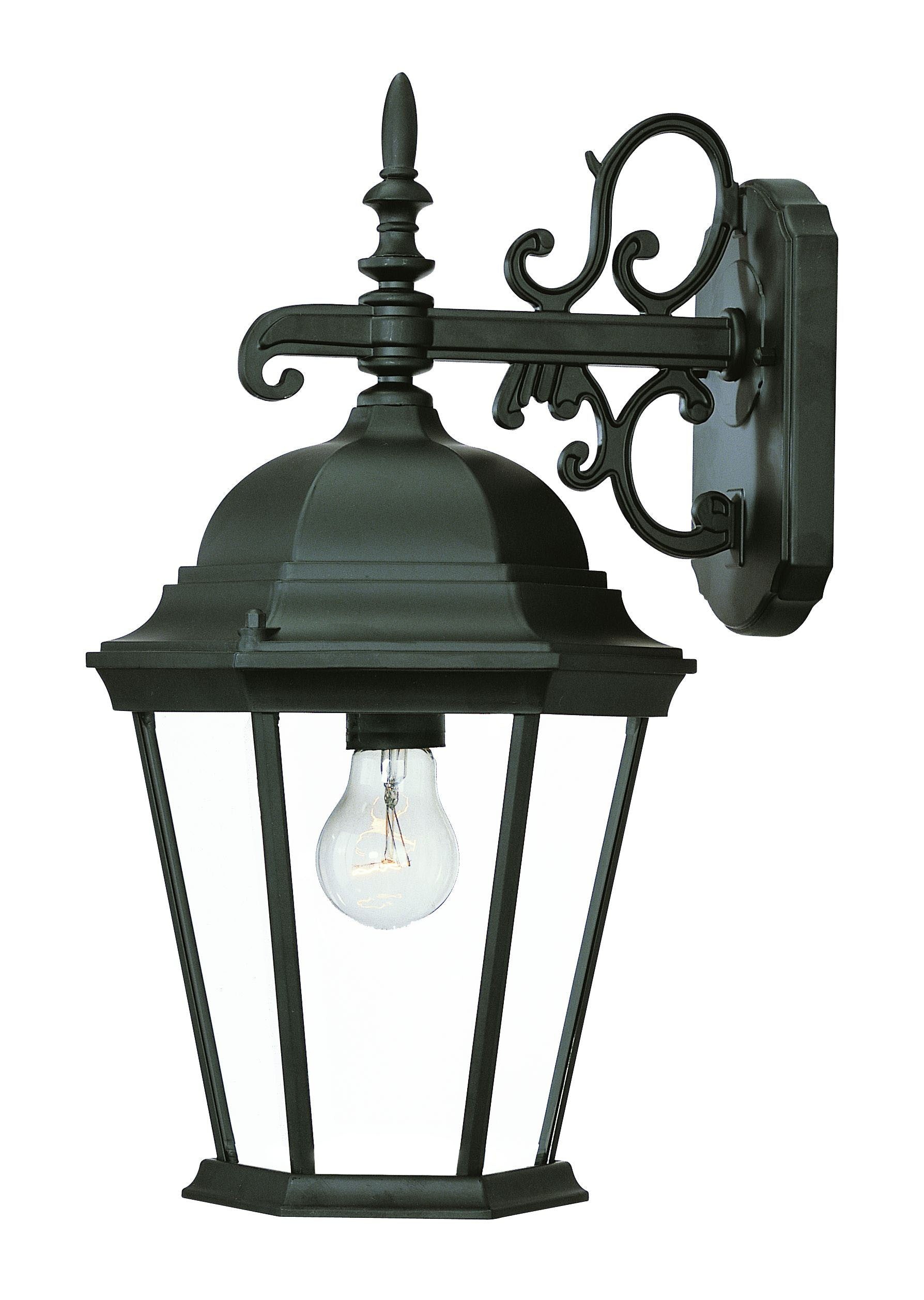 Matte Black Domed Glass Hanging Lantern Wall Light-Outdoor Lighting-DECOROLALA