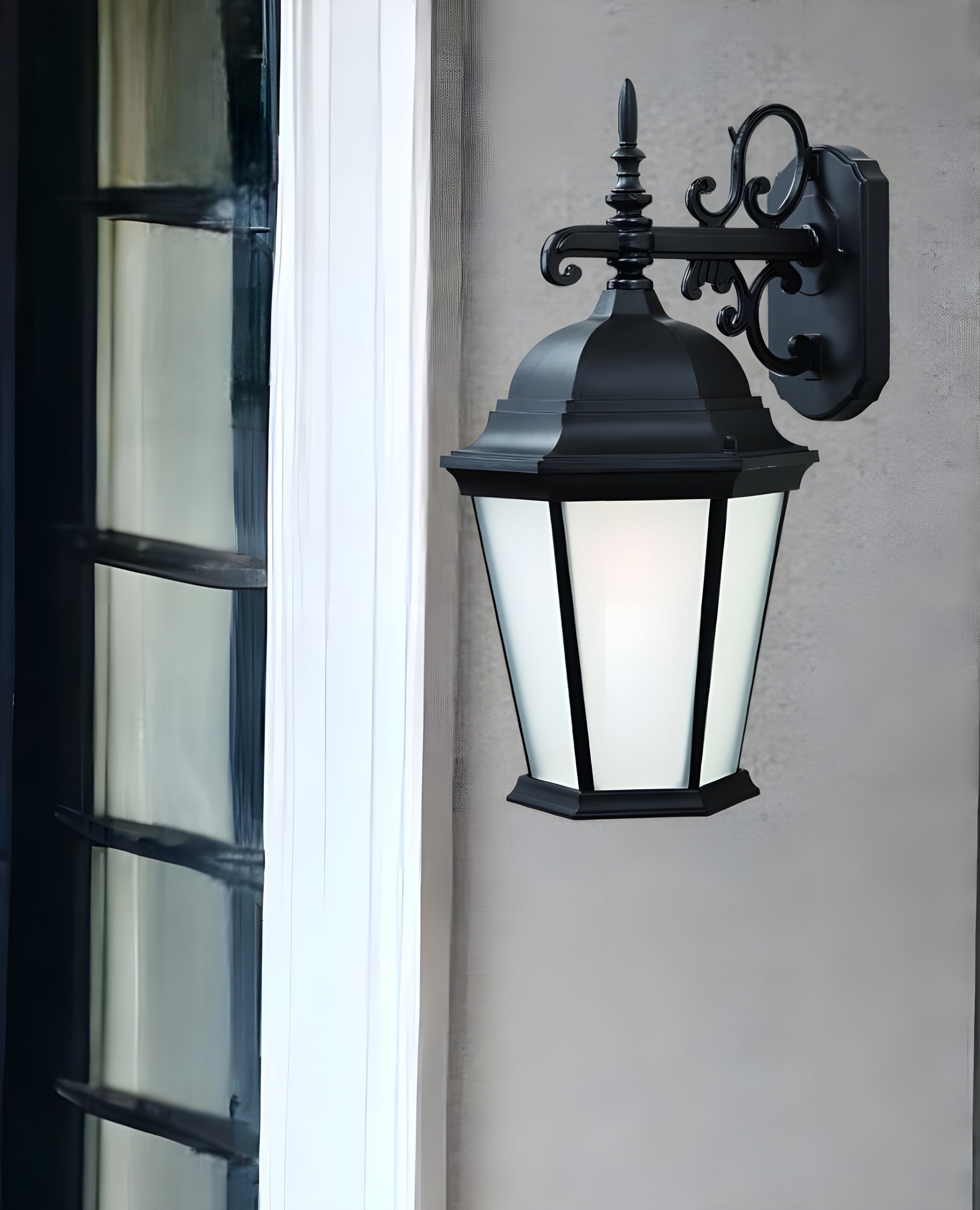 Matte Black Domed Hanging Lantern Wall Light-Outdoor Lighting-DECOROLALA
