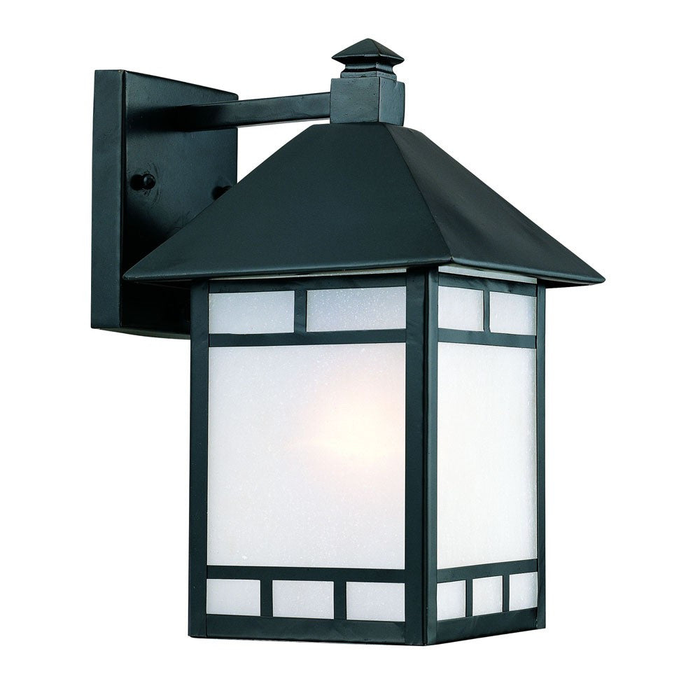 Matte Black Frosted Glass Lantern Wall Light-Outdoor Lighting-DECOROLALA