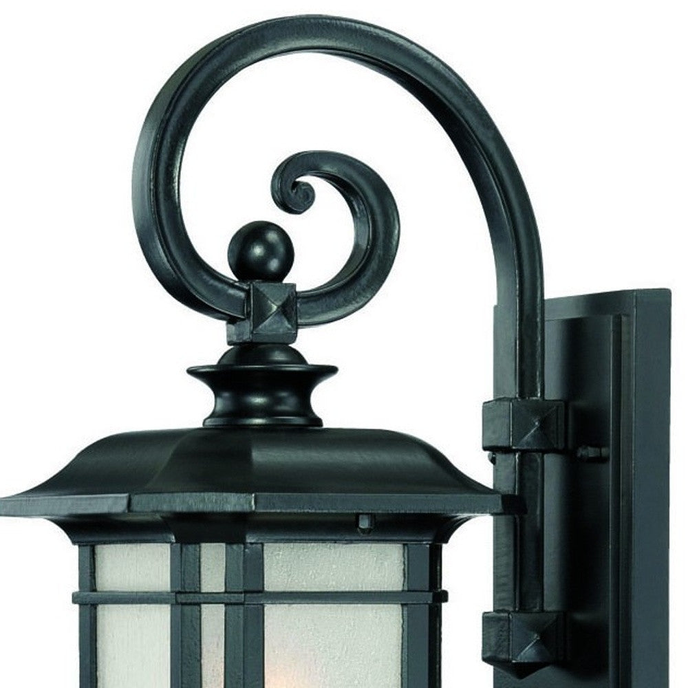 Matte Black Frosted Linen Glass Lantern Wall Light-Outdoor Lighting-DECOROLALA