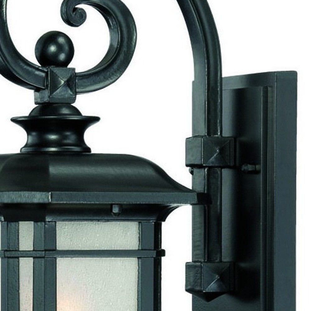 Matte Black Frosted Linen Glass Lantern Wall Light-Outdoor Lighting-DECOROLALA