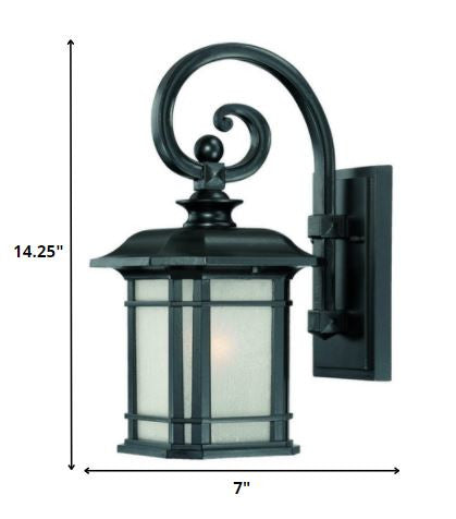 Matte Black Frosted Linen Glass Lantern Wall Light-Outdoor Lighting-DECOROLALA