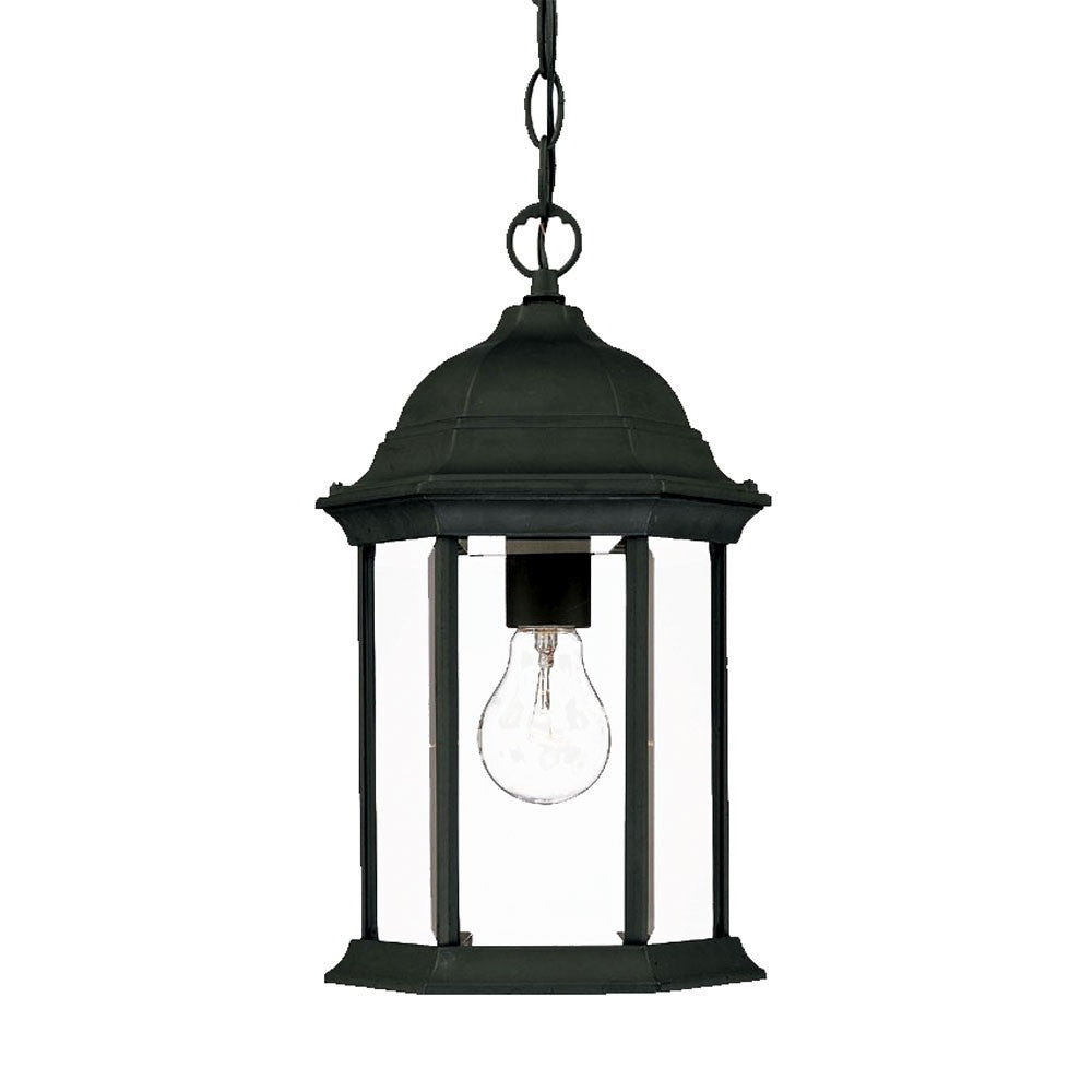 Matte Black Glass Lantern Hanging Light-Outdoor Lighting-DECOROLALA
