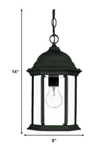 Matte Black Glass Lantern Hanging Light-Outdoor Lighting-DECOROLALA