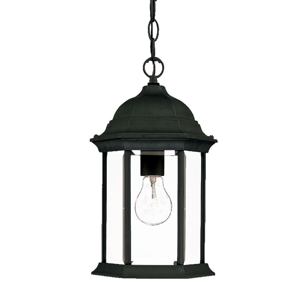 Matte Black Glass Lantern Hanging Light-Outdoor Lighting-DECOROLALA