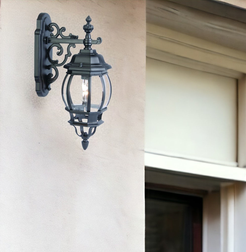 Matte Black Hanging Glass Globe Wall Light-Outdoor Lighting-DECOROLALA