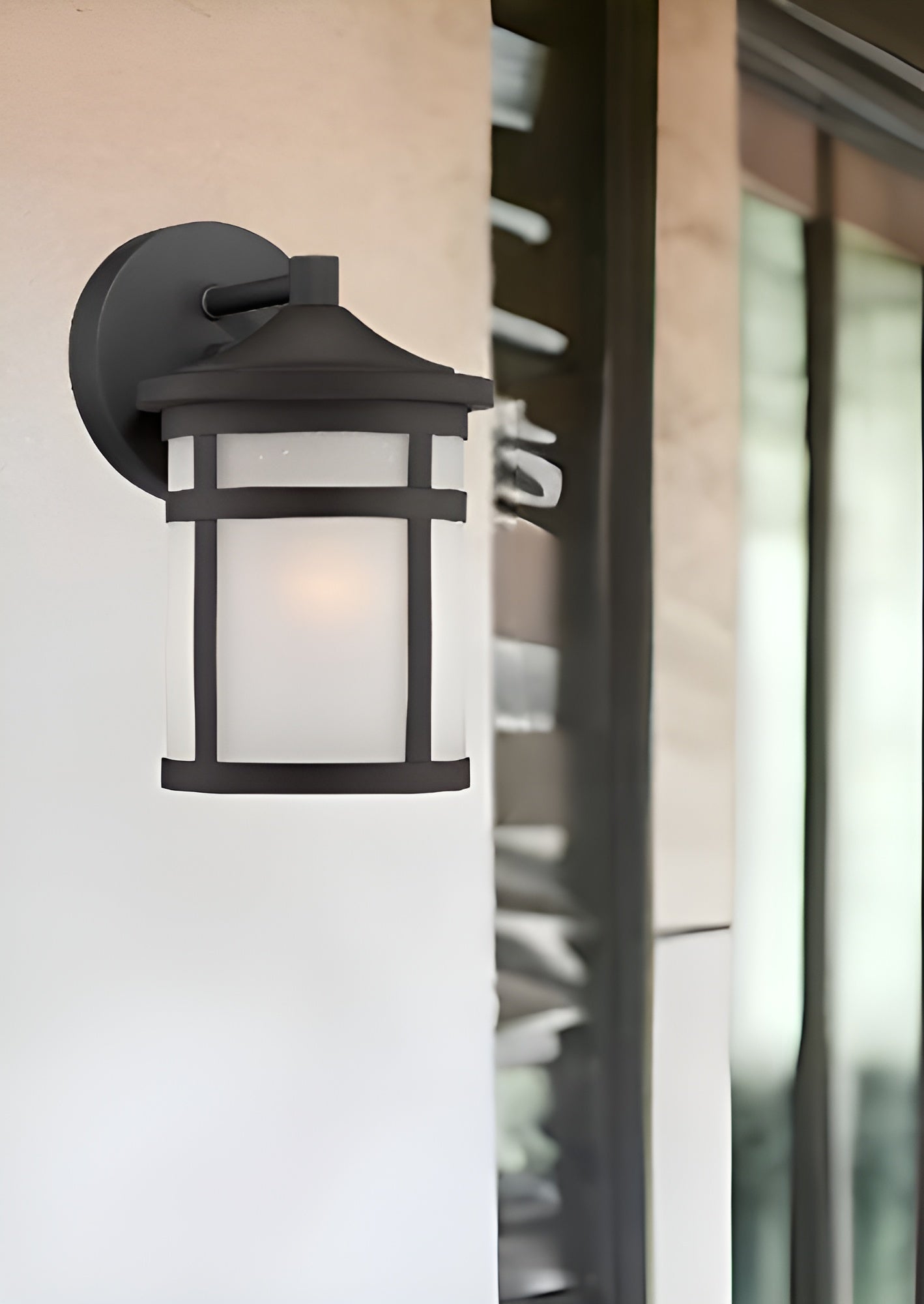 Matte Black Hanging Lantern Shape Wall Light-Outdoor Lighting-DECOROLALA