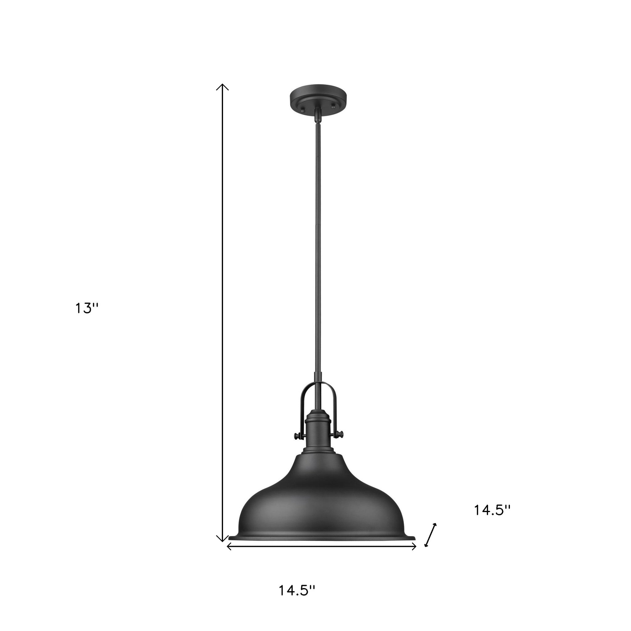Matte Black Hanging Light with Dome Shade-Chandeliers-DECOROLALA