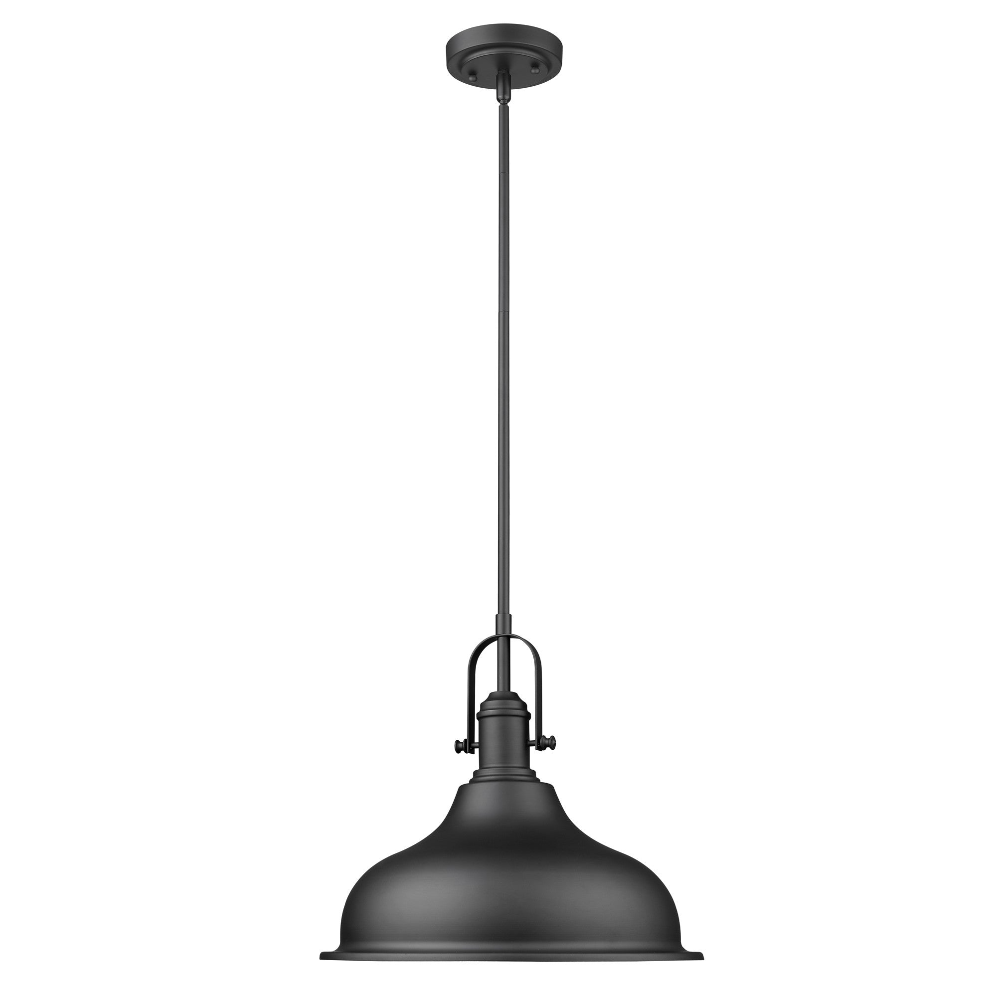 Matte Black Hanging Light with Dome Shade-Chandeliers-DECOROLALA