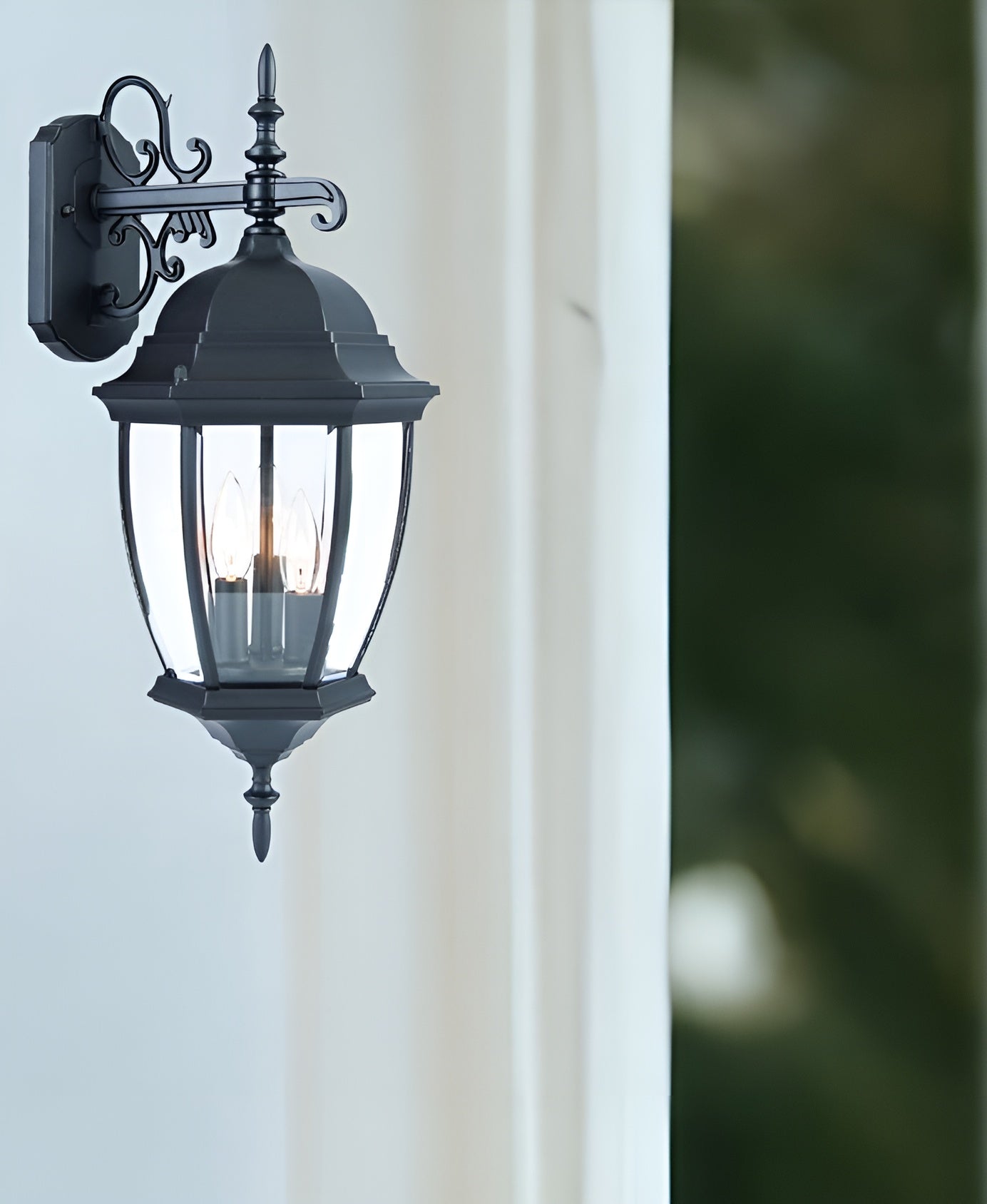 Matte Black Hanging Ornamental Lantern Wall Light-Outdoor Lighting-DECOROLALA