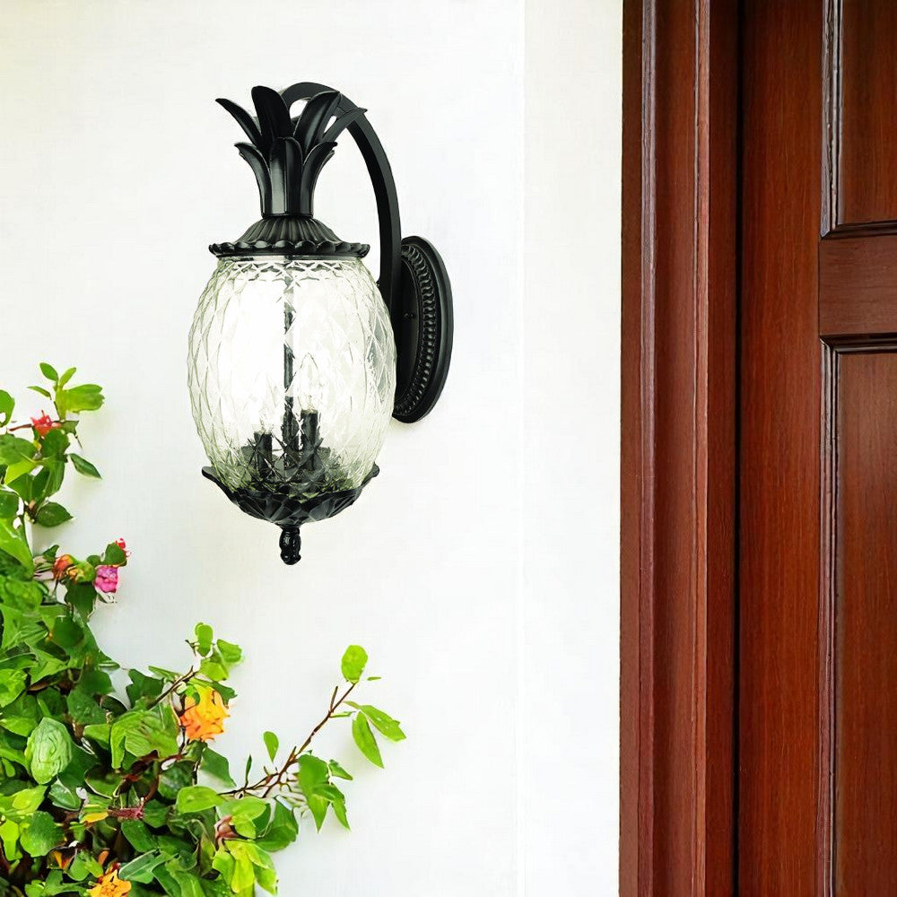Matte Black Hanging Pineapple Wall Light-Outdoor Lighting-DECOROLALA