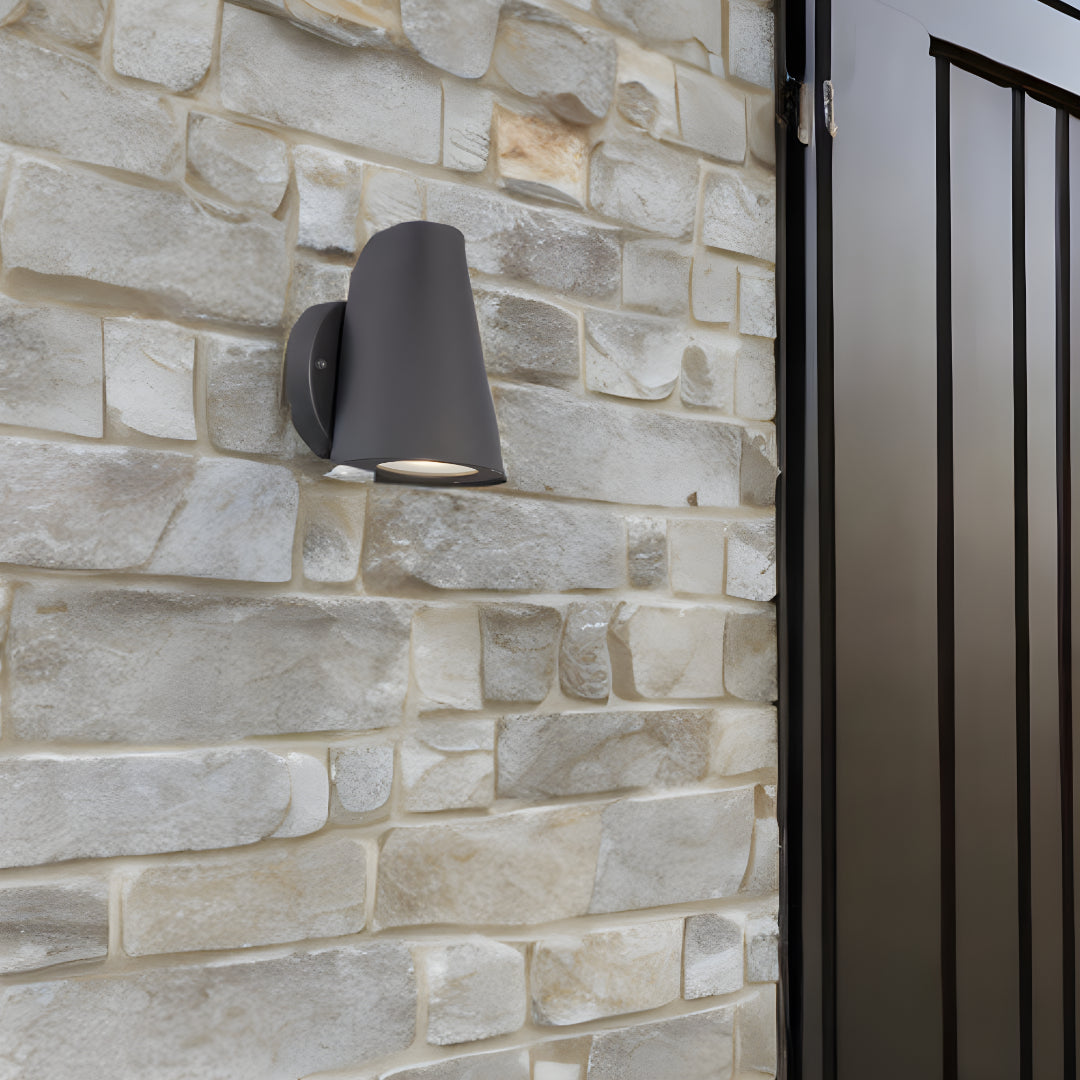 Matte Black LED Conical Wall Sconce-Outdoor Lighting-DECOROLALA